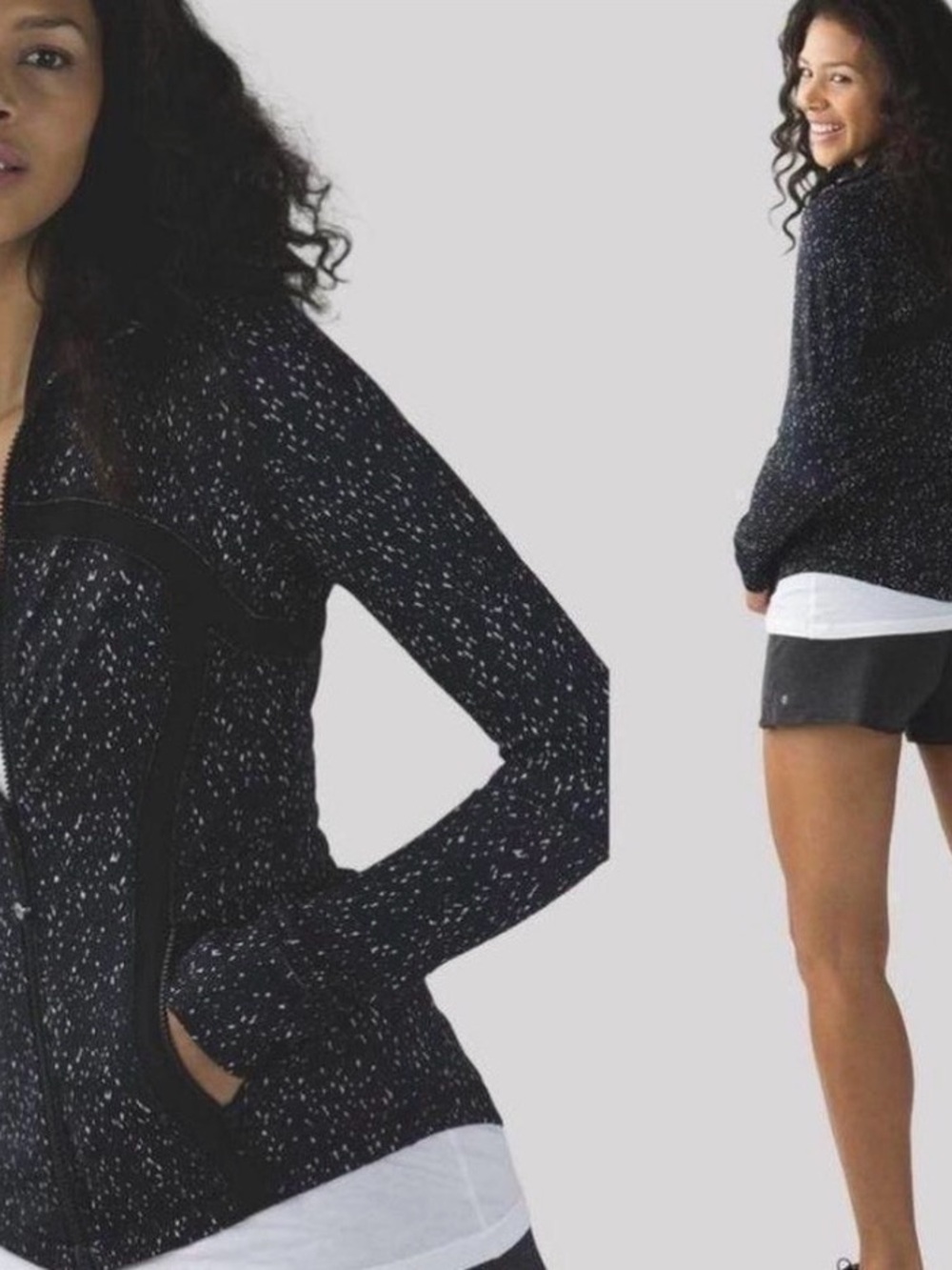 LULULEMON ATHLETICA SCUBA Women's Black Speckled Zip-Up Jacket